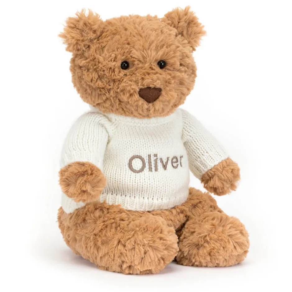 Bartholomew Bear with Personalised Cream Jumper*Jellycat Outlet
