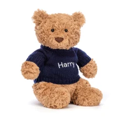 Bartholomew Bear with Personalised Navy Jumper*Jellycat New