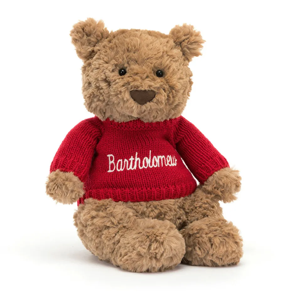Bartholomew Bear with Personalised Red Jumper*Jellycat Clearance