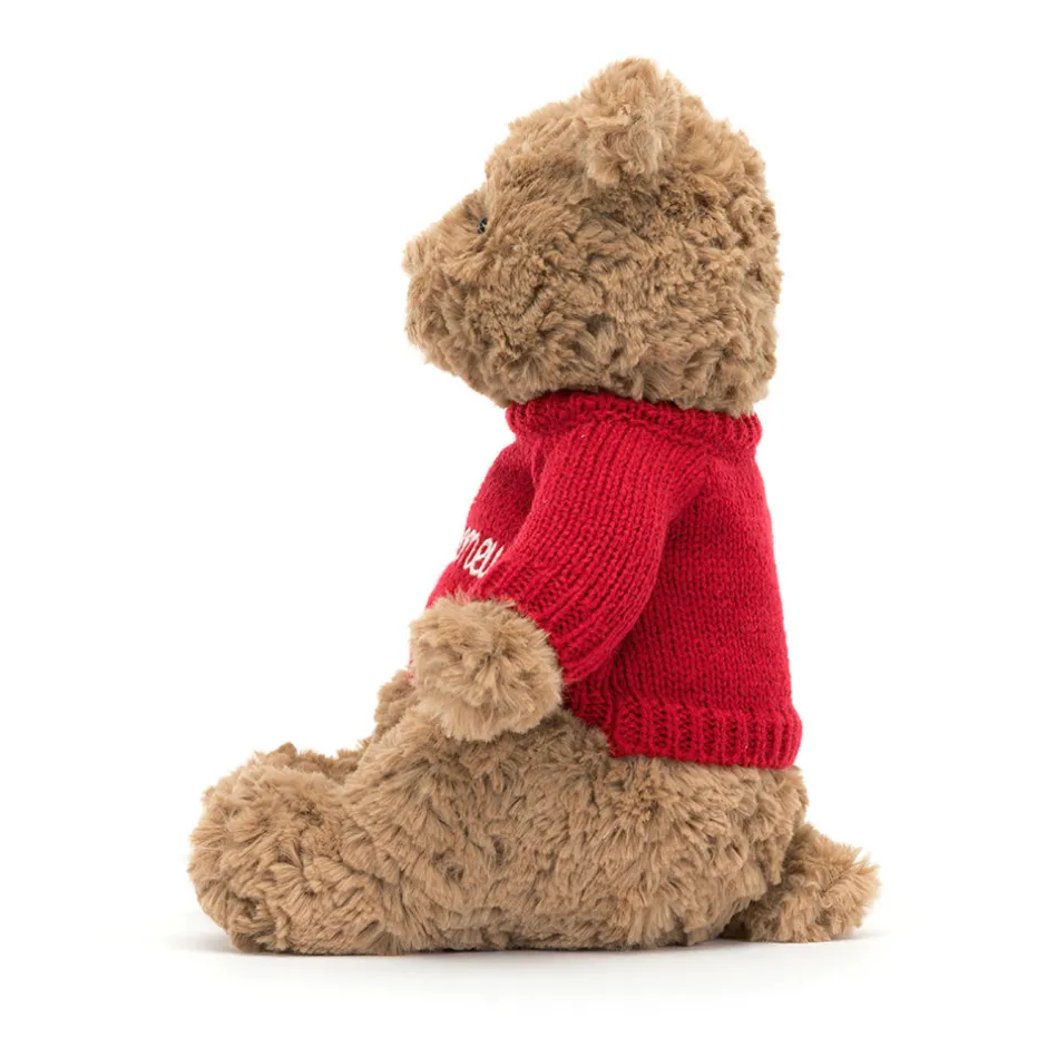 Bartholomew Bear with Personalised Red Jumper*Jellycat Clearance