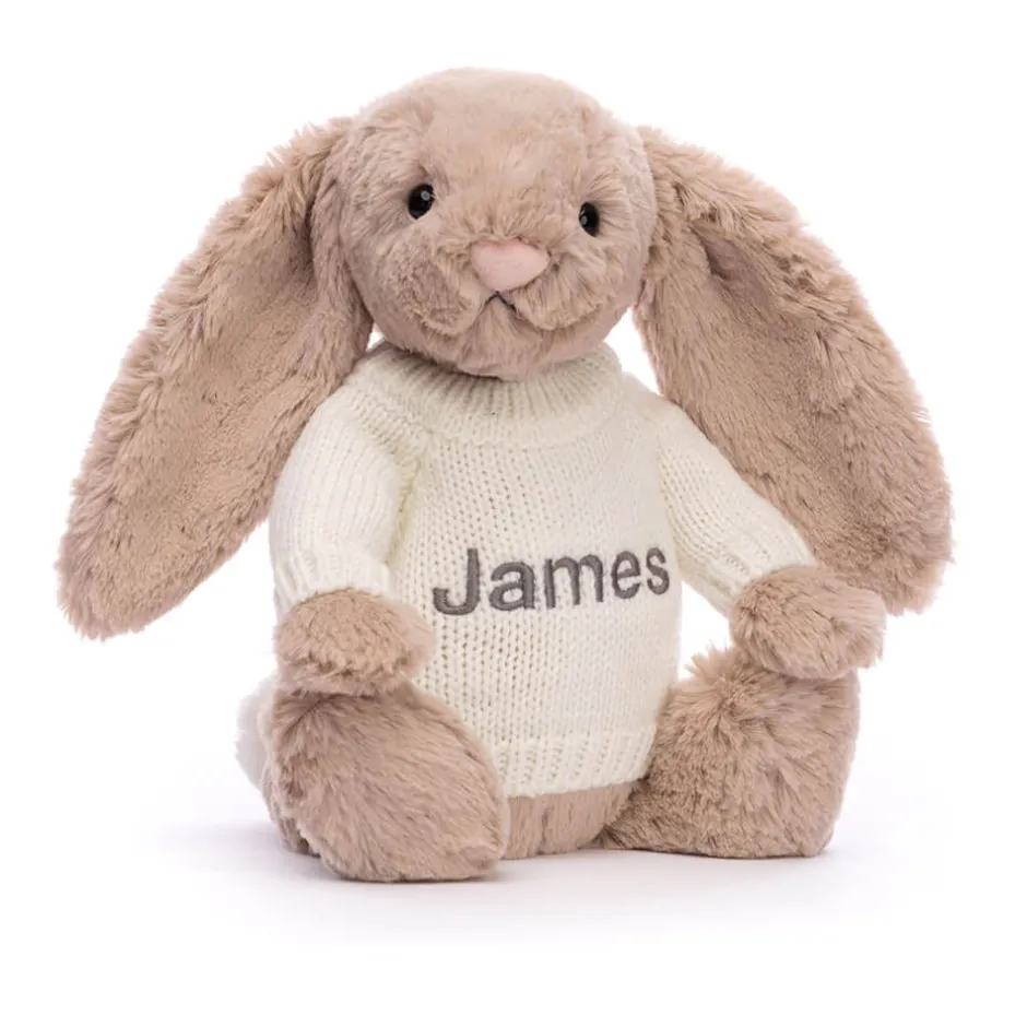 Bashful Beige Bunny with Personalised Cream Jumper*Jellycat Discount