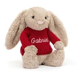 Bashful Beige Bunny with Personalised Red Jumper*Jellycat Online