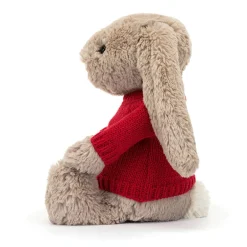 Bashful Beige Bunny with Personalised Red Jumper*Jellycat Online