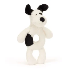 Bashful Black & Cream Puppy Ring Rattle*Jellycat Clearance