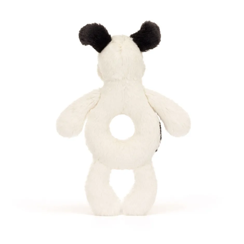 Bashful Black & Cream Puppy Ring Rattle*Jellycat Clearance