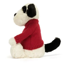 Bashful Black & Cream Puppy with Personalised Red Jumper*Jellycat Best