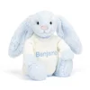 Bashful Blue Bunny with Personalised Cream Jumper*Jellycat Outlet