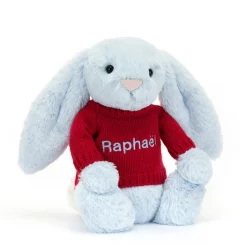 Bashful Blue Bunny with Personalised Red Jumper*Jellycat New