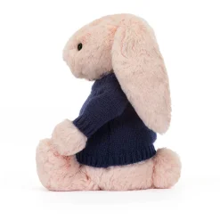 Bashful Blush Bunny with Personalised Navy Jumper*Jellycat Hot