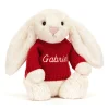 Bashful Cream Bunny with Personalised Red Jumper*Jellycat Hot