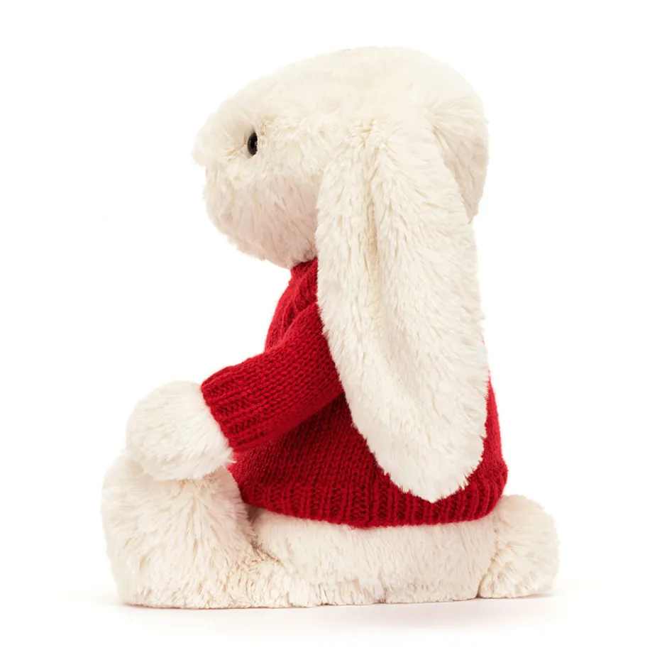 Bashful Cream Bunny with Personalised Red Jumper*Jellycat Hot