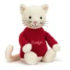 Bashful Cream Kitten with Personalised Red Jumper*Jellycat Outlet
