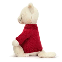 Bashful Cream Kitten with Personalised Red Jumper*Jellycat Outlet