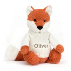 Bashful Fox Cub with Personalised Cream Jumper*Jellycat Hot