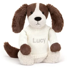 Bashful Fudge Puppy with Personalised Cream Jumper*Jellycat Outlet