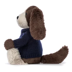 Bashful Fudge Puppy with Personalised Navy Jumper*Jellycat