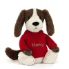 Bashful Fudge Puppy with Personalised Red Jumper*Jellycat Hot