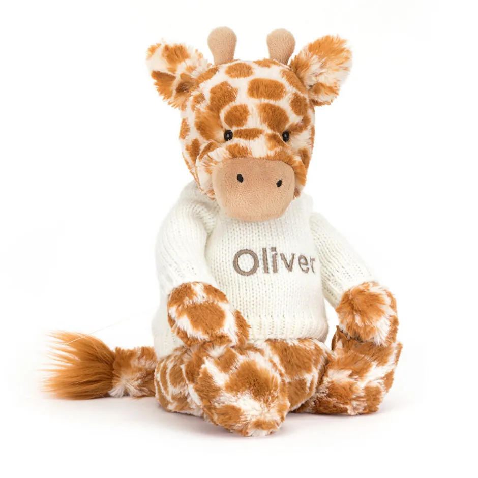 Bashful Giraffe with Personalised Cream Jumper*Jellycat Outlet