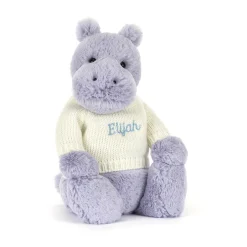 Bashful Hippo with Personalised Cream Jumper*Jellycat Clearance