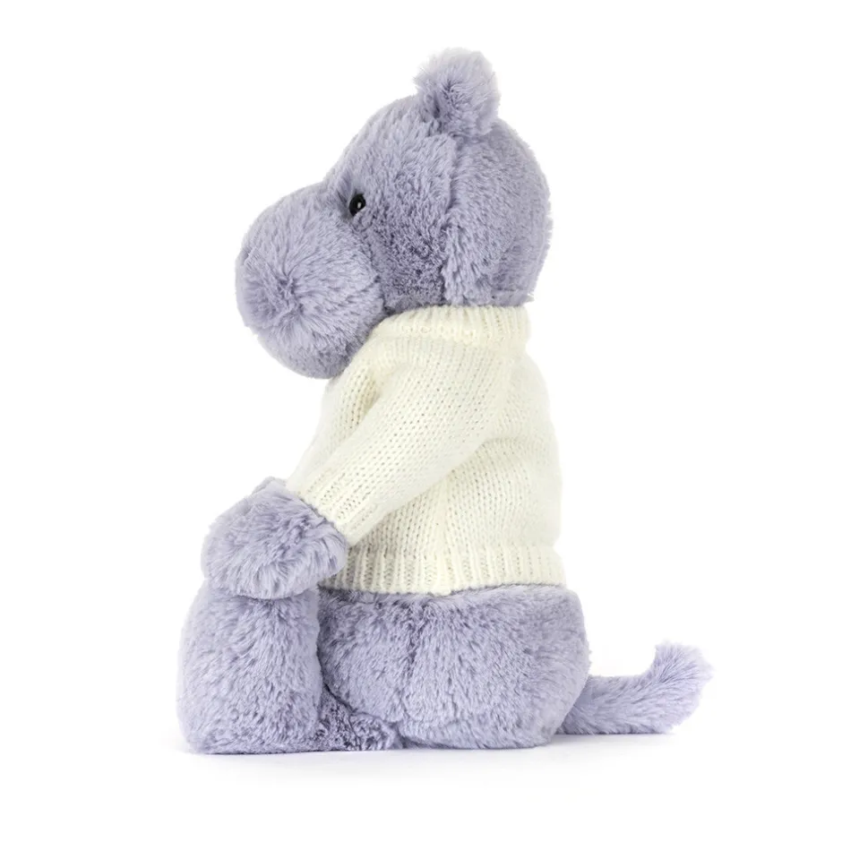 Bashful Hippo with Personalised Cream Jumper*Jellycat Clearance