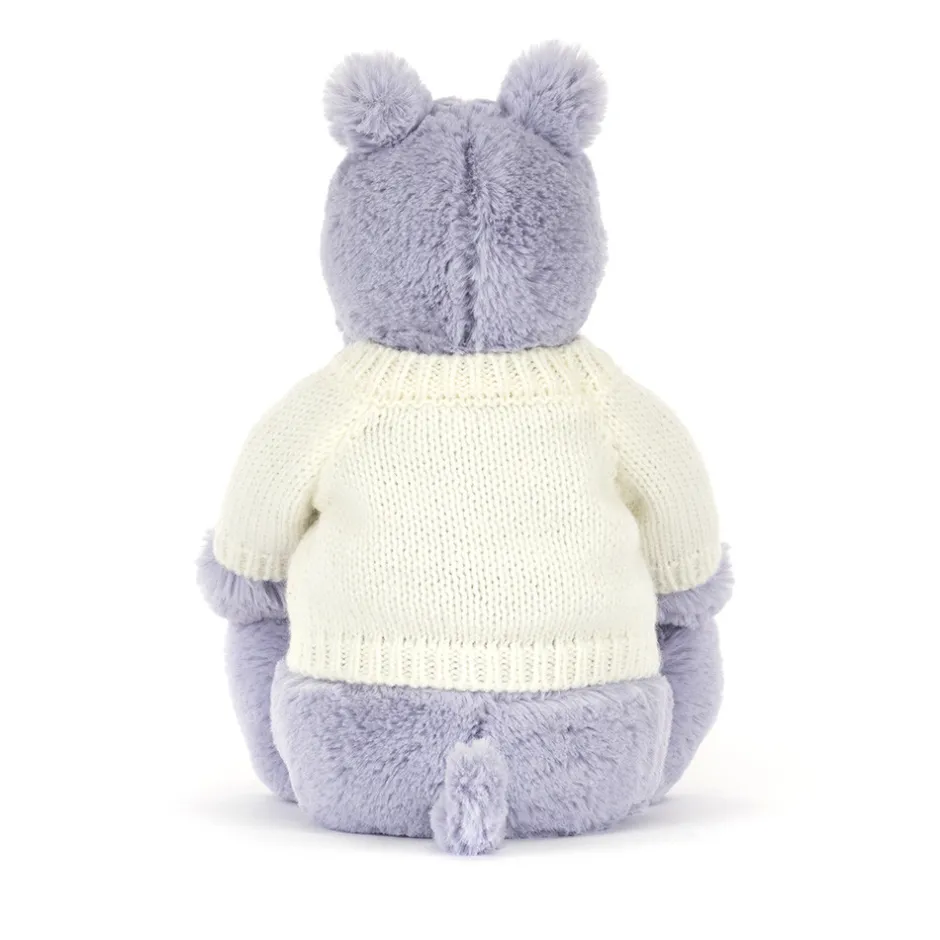 Bashful Hippo with Personalised Cream Jumper*Jellycat Clearance