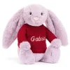 Bashful Lilac Bunny with Personalised Red Jumper*Jellycat Hot