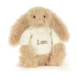 Bashful Luxe Bunny Curly with Personalised Cream Jumper*Jellycat