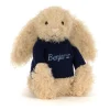 Bashful Luxe Bunny Curly with Personalised Navy Jumper*Jellycat