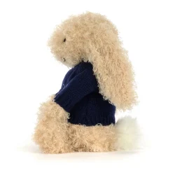 Bashful Luxe Bunny Curly with Personalised Navy Jumper*Jellycat