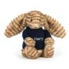 Bashful Luxe Bunny Juniper with Personalised Navy Jumper*Jellycat Sale