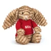Bashful Luxe Bunny Juniper with Personalised Red Jumper*Jellycat Best