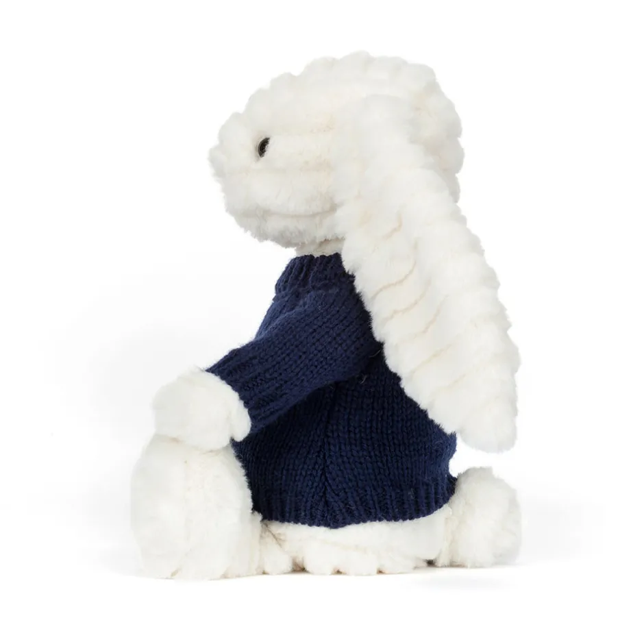 Bashful Luxe Bunny Nimbus with Personalised Navy Jumper*Jellycat Hot