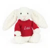 Bashful Luxe Bunny Nimbus with Personalised Red Jumper*Jellycat New