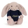 Bashful Luxe Bunny Rosa with Personalised Navy Jumper*Jellycat Clearance