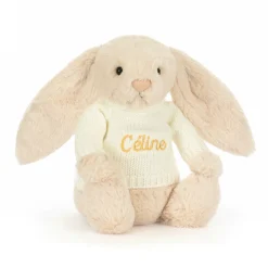 Bashful Luxe Bunny Willow with Personalised Cream Jumper*Jellycat Sale