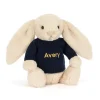 Bashful Luxe Bunny Willow with Personalised Navy Jumper*Jellycat Outlet