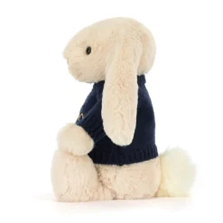 Bashful Luxe Bunny Willow with Personalised Navy Jumper*Jellycat Outlet