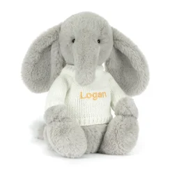 Bashful Luxe Elephant Thuddeus with Personalised Cream Jumper*Jellycat Outlet