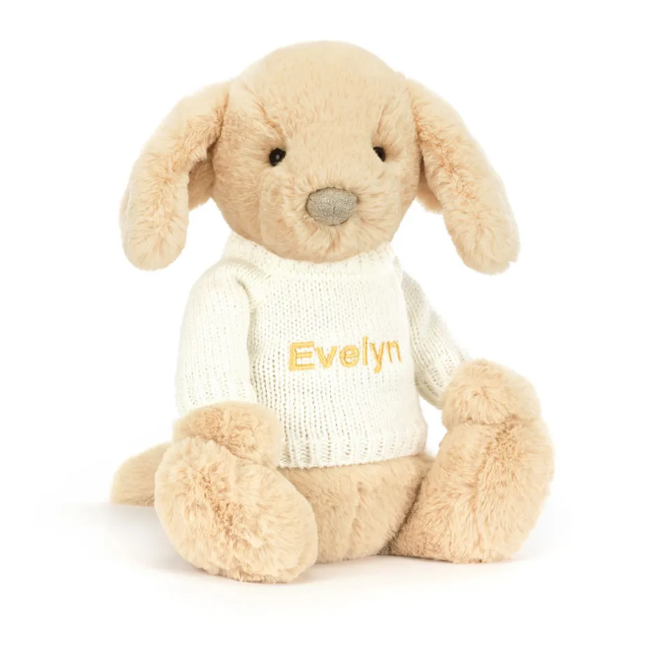 Bashful Luxe Puppy Orlando with Personalised Cream Jumper*Jellycat New