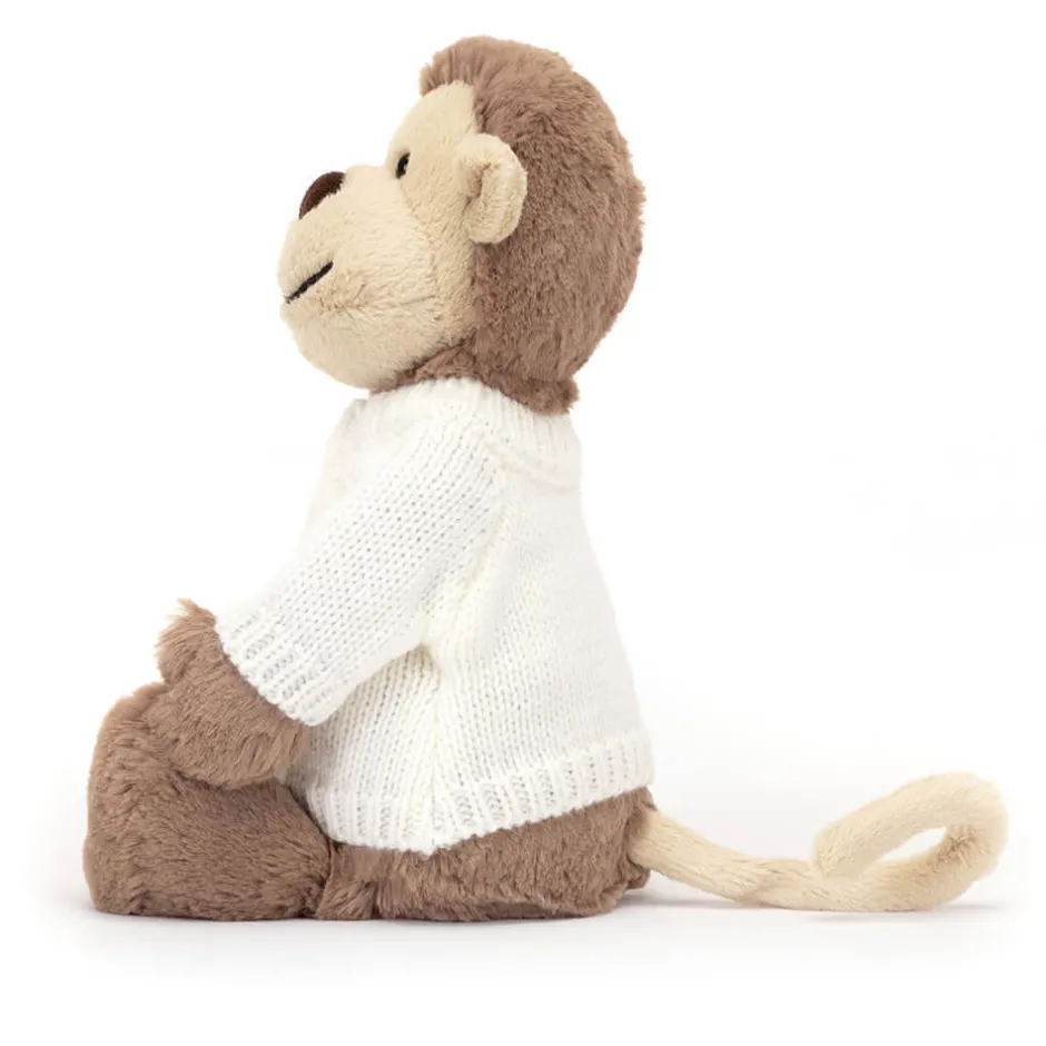 Bashful Monkey with Personalised Cream Jumper*Jellycat Clearance