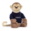 Bashful Monkey with Personalised Navy Jumper*Jellycat Best