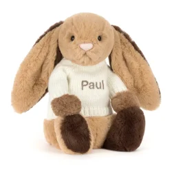 Bashful Patchwork Brown Bunny with Personalised Cream Jumper*Jellycat Online