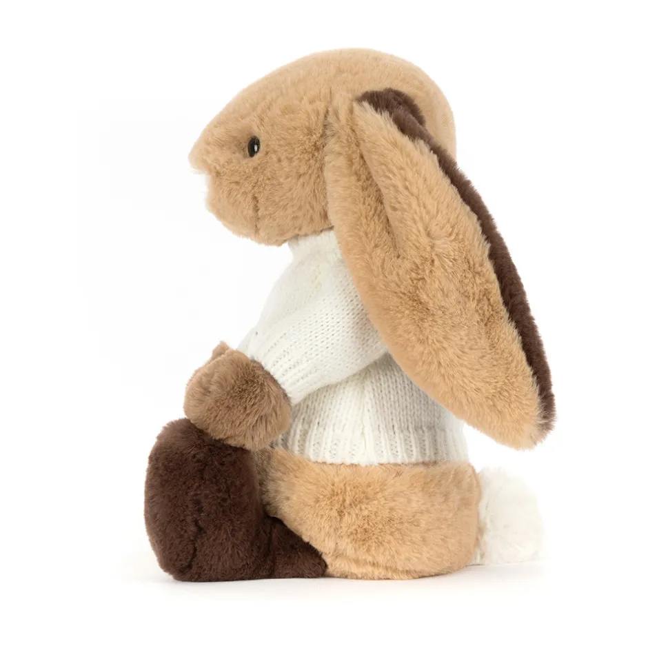 Bashful Patchwork Brown Bunny with Personalised Cream Jumper*Jellycat Online