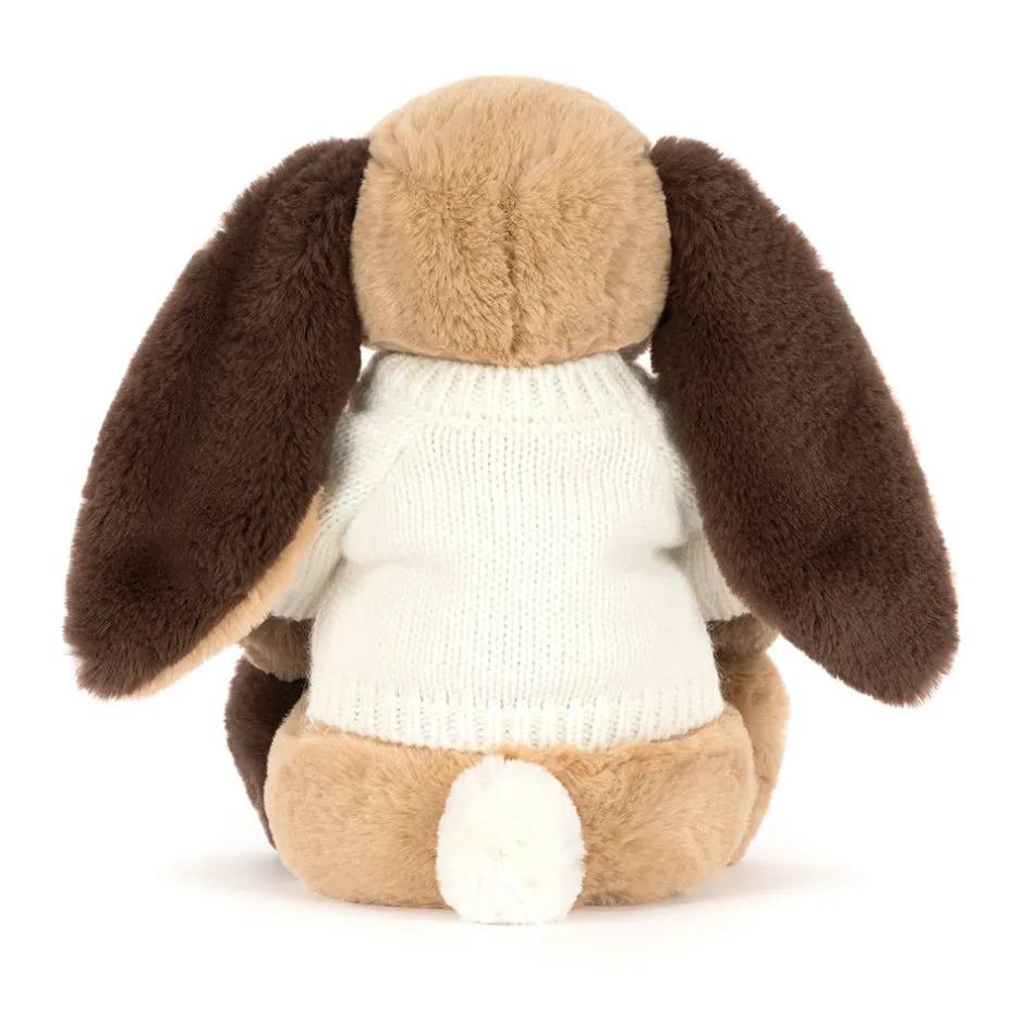 Bashful Patchwork Brown Bunny with Personalised Cream Jumper*Jellycat Online