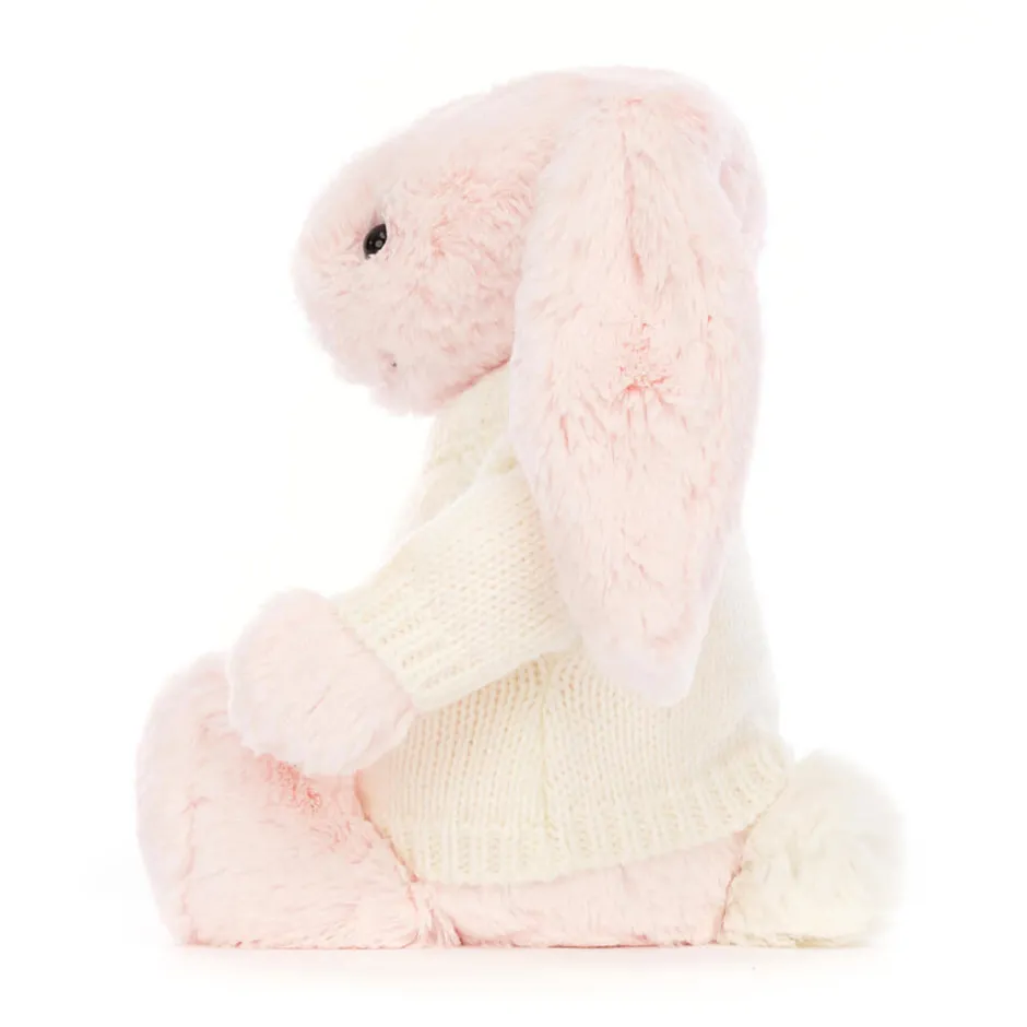 Bashful Pink Bunny with Personalised Cream Jumper*Jellycat Outlet