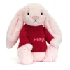 Bashful Pink Bunny with Personalised Red Jumper*Jellycat Outlet