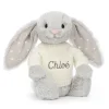 Bashful Shimmer Bunny with Personalised Cream Jumper*Jellycat Clearance