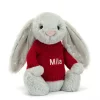 Bashful Shimmer Bunny with Personalised Red Jumper*Jellycat Hot