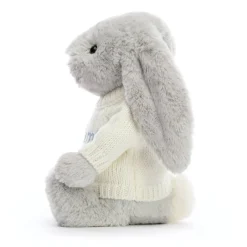Bashful Silver Bunny with Personalised Cream Jumper*Jellycat New