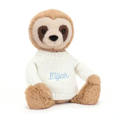 Bashful Sloth with Personalised Cream Jumper*Jellycat Best